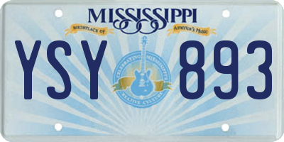 MS license plate YSY893