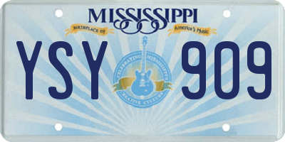 MS license plate YSY909