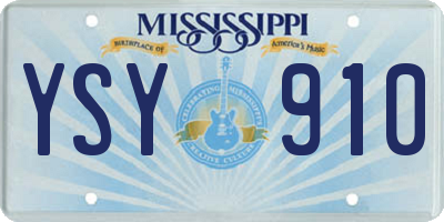 MS license plate YSY910