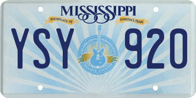 MS license plate YSY920