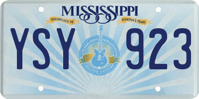 MS license plate YSY923