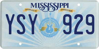 MS license plate YSY929