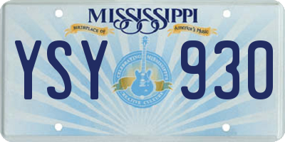 MS license plate YSY930