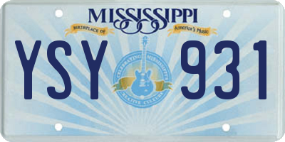 MS license plate YSY931