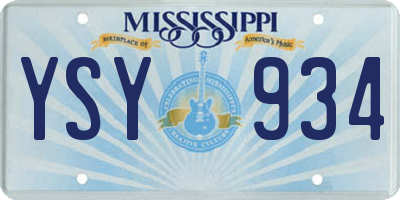 MS license plate YSY934