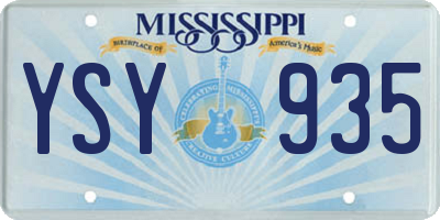 MS license plate YSY935