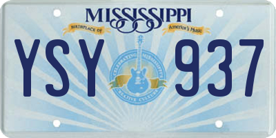 MS license plate YSY937