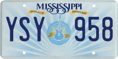 MS license plate YSY958