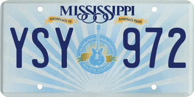 MS license plate YSY972