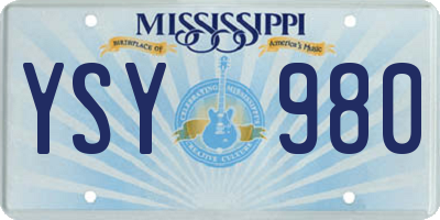 MS license plate YSY980