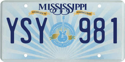 MS license plate YSY981