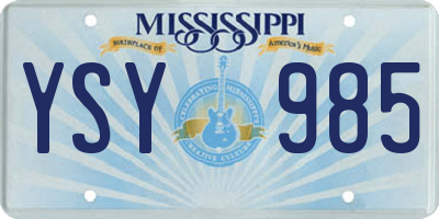 MS license plate YSY985