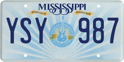 MS license plate YSY987
