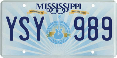 MS license plate YSY989