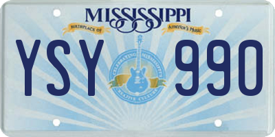 MS license plate YSY990