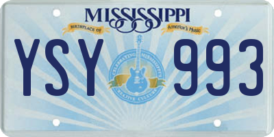 MS license plate YSY993