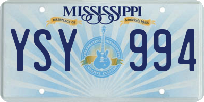 MS license plate YSY994