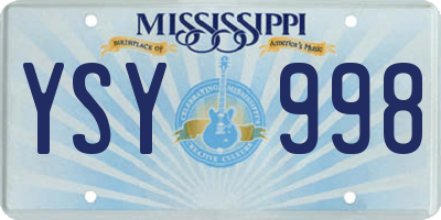 MS license plate YSY998