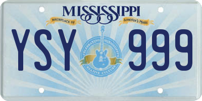 MS license plate YSY999