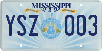 MS license plate YSZ003