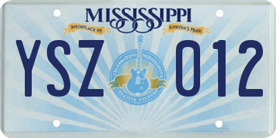 MS license plate YSZ012
