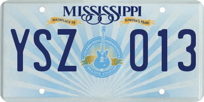 MS license plate YSZ013