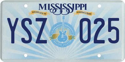 MS license plate YSZ025
