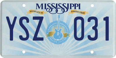MS license plate YSZ031
