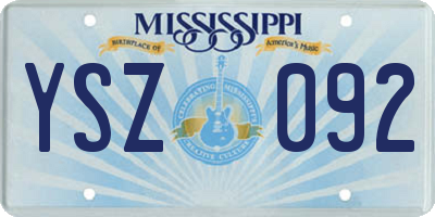 MS license plate YSZ092