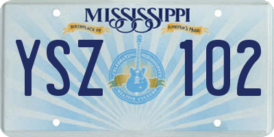 MS license plate YSZ102