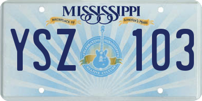 MS license plate YSZ103