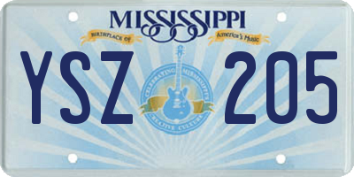 MS license plate YSZ205