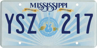 MS license plate YSZ217