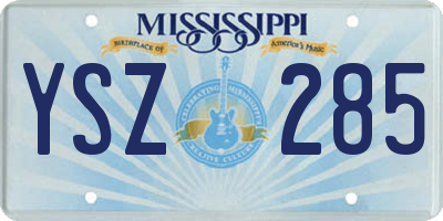 MS license plate YSZ285