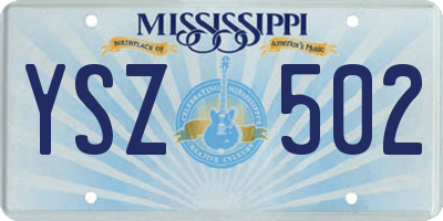 MS license plate YSZ502