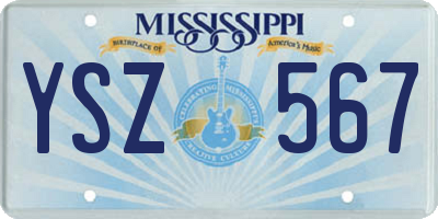 MS license plate YSZ567