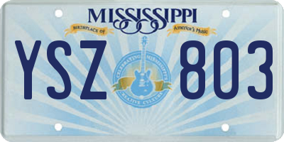 MS license plate YSZ803