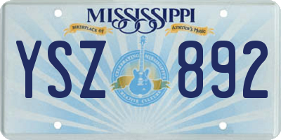 MS license plate YSZ892