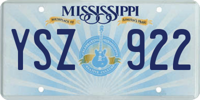 MS license plate YSZ922