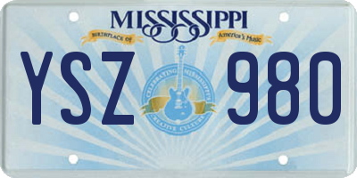 MS license plate YSZ980