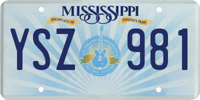MS license plate YSZ981