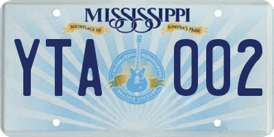 MS license plate YTA002