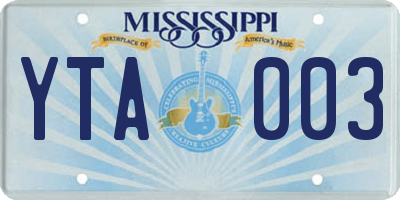 MS license plate YTA003