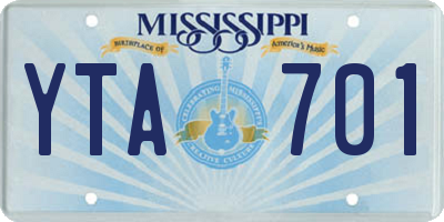 MS license plate YTA701