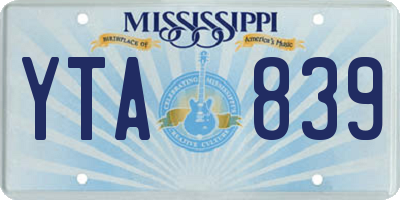 MS license plate YTA839