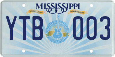 MS license plate YTB003
