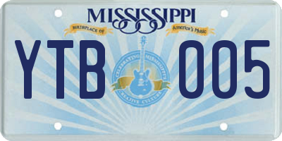 MS license plate YTB005