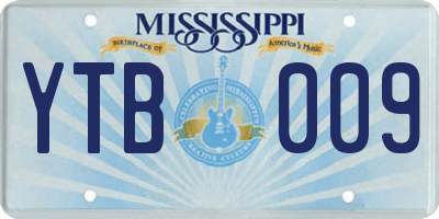 MS license plate YTB009