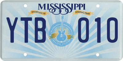 MS license plate YTB010