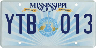 MS license plate YTB013